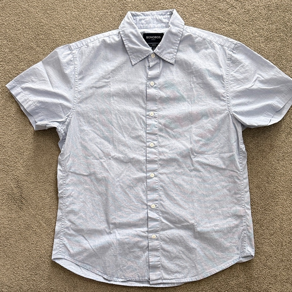 Bonobos Sky Blue Casual Button Down Shirt - Slim Fit - Large